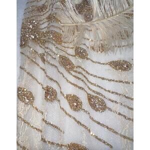 Elegant Feather and Sequin Embellished‎ Scarf